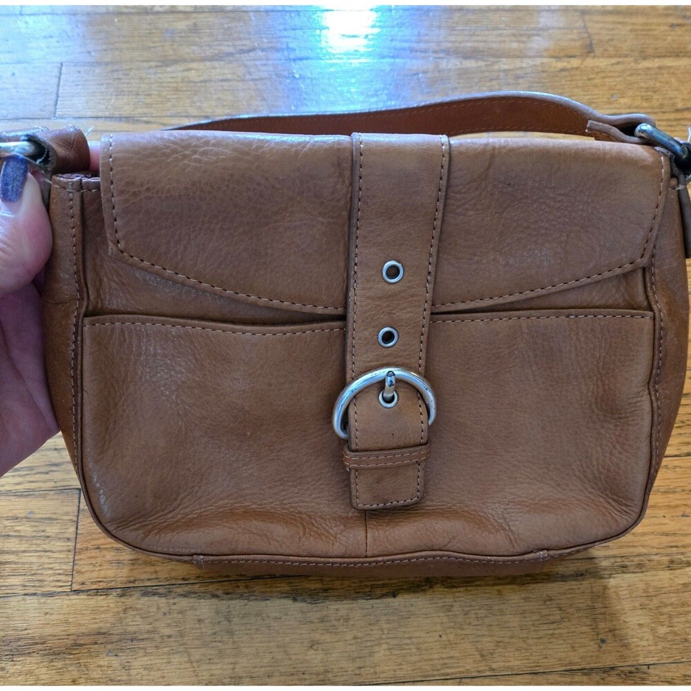 VTG Fossil Brown Leather Shoulder Bag w/Built In Wallet Card Holder Organizer